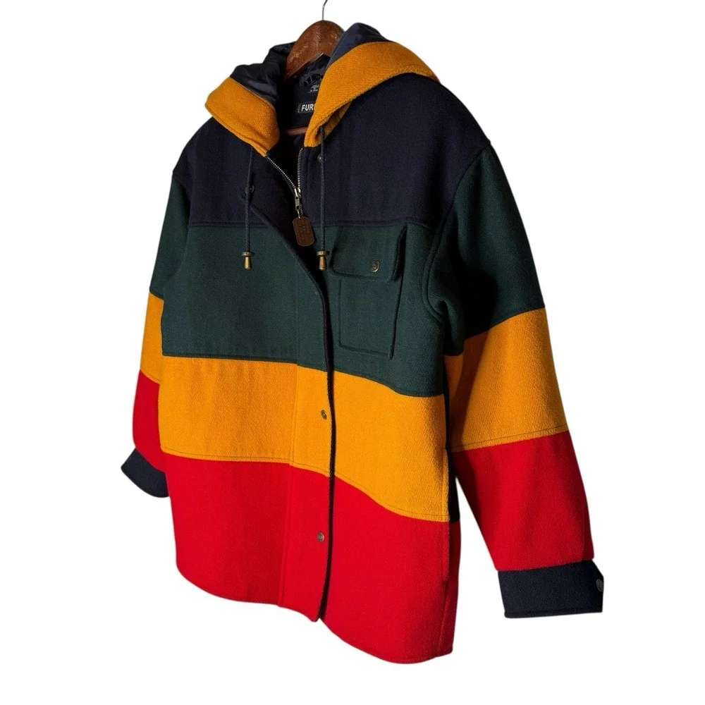 Vintage 90s Bebe Furrina‎ Jacket Mens S Wool Primary Color Block Outerwear